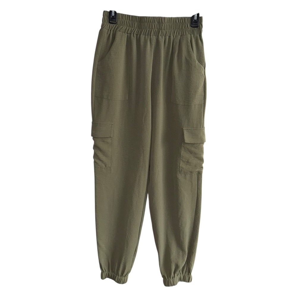 Evereve Sage Green Cargo Elastic Band Pants Size Small